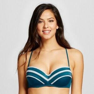 Shade & Shore Teal Halter Strappy Back Swim Top